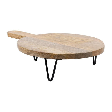 Olympia Round Handled Display Stand Mango Wood with Metal Legs - 350x250x80mm HY755 - Whisk Hospitality - HY755