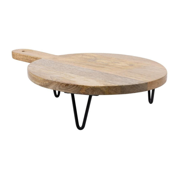 Olympia Round Handled Display Stand Mango Wood with Metal Legs - 350x250x80mm HY755 - Whisk Hospitality - HY755