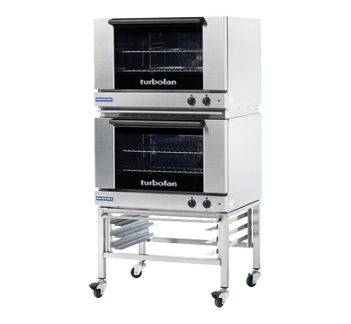 Turbofan E27M22C Full Size Tray Manual Electric Convection Ovens Double Stacked Castor Base - Whisk Hospitality - E27M2/2C