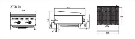 Cookrite 610MM CHAR ROCK BROILER W610 X D700 X H385 COOKRITE ATCB - 24 - NG - Whisk Hospitality - ATCB-24-NG