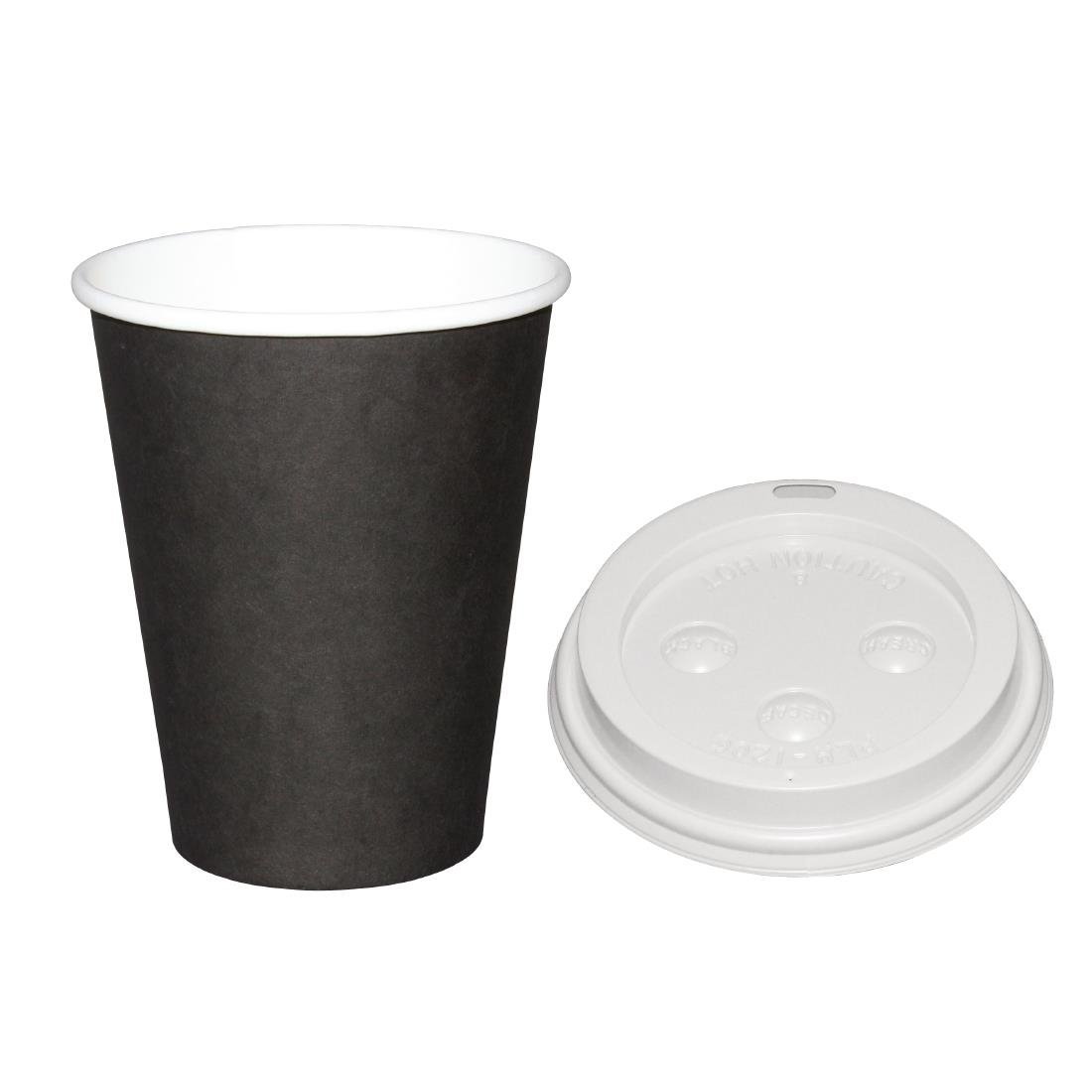 Fiesta Hot Cups Single Wall Black with White Lid - 340ml (Box 1000) SA436 - Whisk Hospitality - SA436