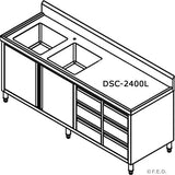DSC - 2400L - H KITCHEN TIDY CABINET WITH DOUBLE LEFT SINKS - Whisk Hospitality - DSC-2400L-H