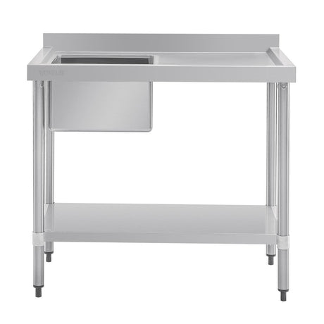 Vogue Single Bowl Sink R/H Drainer - 1000mm (90mm Drain) HC900 - Whisk Hospitality - HC900