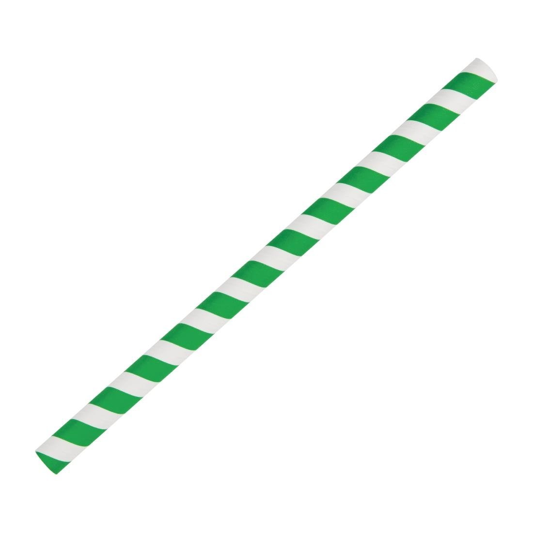 Fiesta Compostable Smoothie Paper Straw Green Stripe - 210mm 10mm (Pack 250) FB148 - Whisk Hospitality - FB148