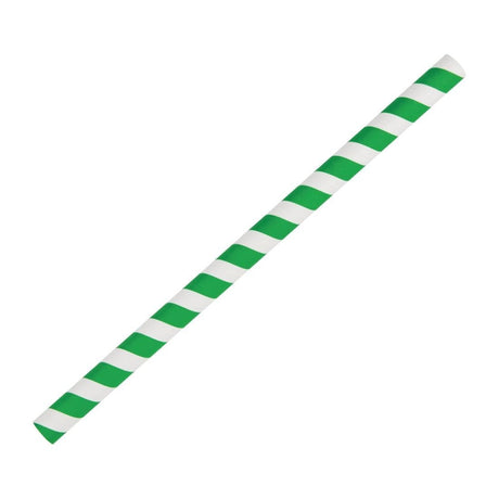 Fiesta Compostable Smoothie Paper Straw Green Stripe - 210mm 10mm (Pack 250) FB148 - Whisk Hospitality - FB148