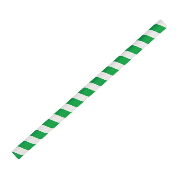 Fiesta Compostable Smoothie Paper Straw Green Stripe - 210mm 10mm (Pack 250) FB148 - Whisk Hospitality - FB148