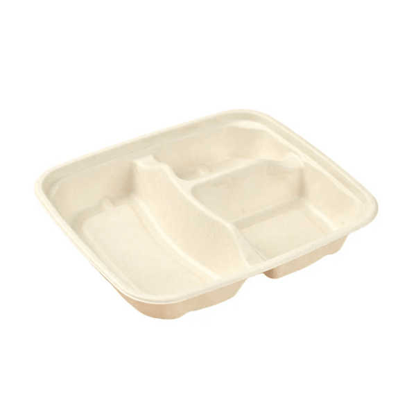 PakMax Sugarcane Small 3-Compartment Food Container FC-31-S - Whisk Hospitality - FC-31-S