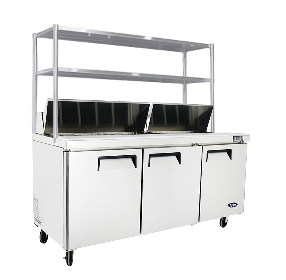 Atosa 3 DOOR SANDWICH PREP TABLE FRIDGE WITH OVER SHELF MSF8304OS - Whisk Hospitality - MSF8304OS