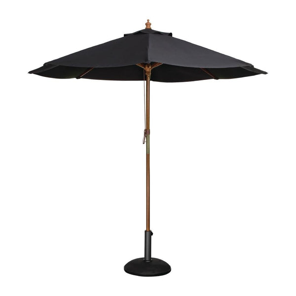 Bolero Round Pulley Umbrella Black - 2.5m CB514 - Whisk Hospitality - CB514