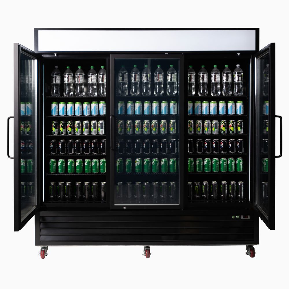 Bromic Upright Display Fridge 1980L - 3 Door - Flat Glass - Lightbox UC1980GDL - NR - Whisk Hospitality - UC1980GDL-NR