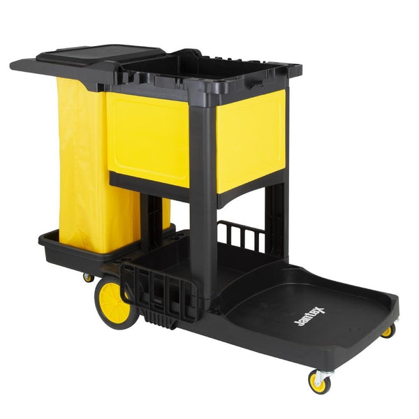 Jantex Cleaning Trolley Black with Lockable Cabinet FU998 - Whisk Hospitality - FU998