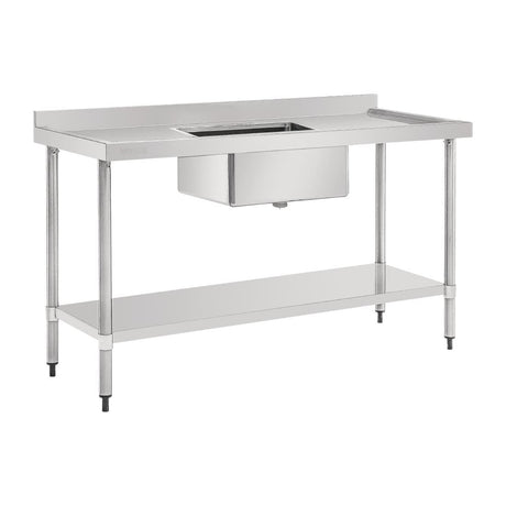 Vogue Single Bowl Sink Double Drainer - 1500mm (90mm Drain) HC906 - Whisk Hospitality - HC906