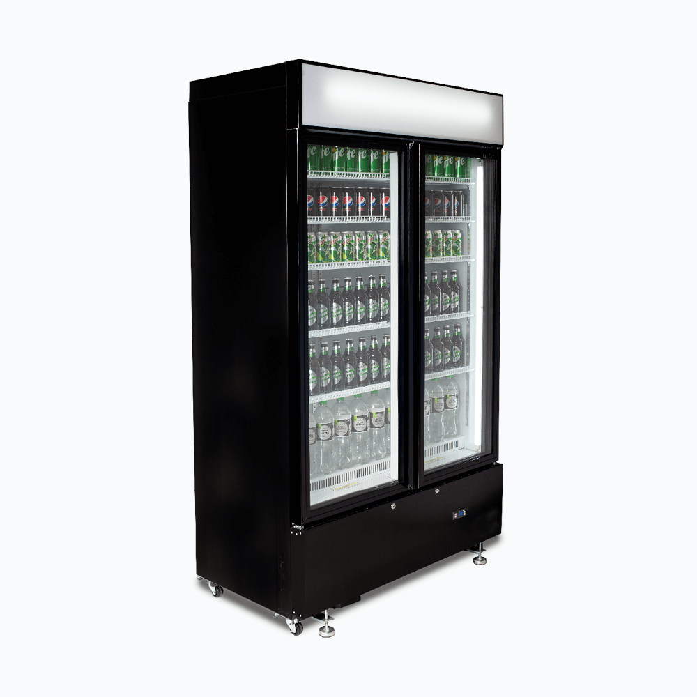 Bromic Upright Display Fridge - 960L - 2 Doors - Flat Glass - Cassette - Black - Whisk Hospitality - GM1000LBCAS