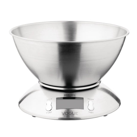 Vogue Digital St/St Bowl Scale 5kg Grad 1g kg/lbs FS487 - Whisk Hospitality - FS487