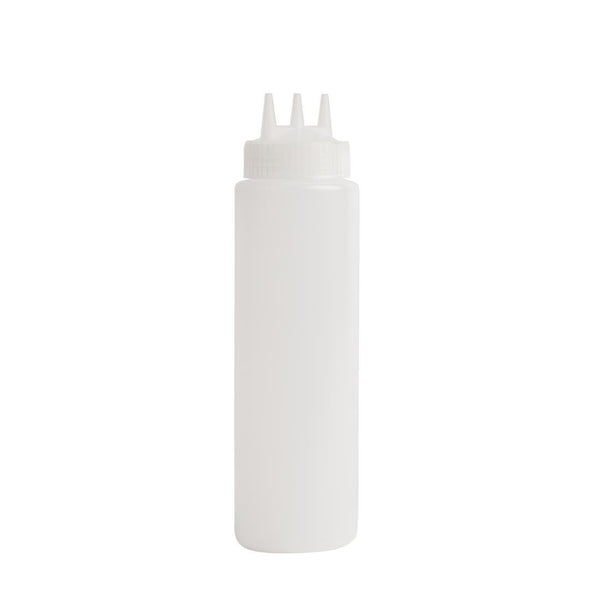 Vogue Squeeze Bottle Clear 3 Nozzle - 681ml 23fl oz CW725 - Whisk Hospitality - CW725