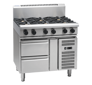 Waldorf 800 Series Rn8600G Rb 900Mm Gas Cooktop Refrigerated Base - Whisk Hospitality - RN8600G-RB