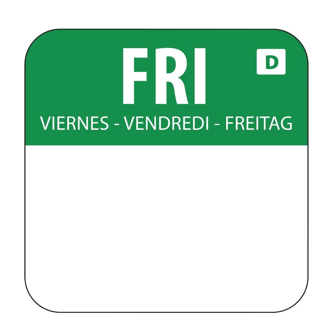 Hygiplas Day of the Week Dissolvable Label Friday 1'' (Roll 1000) U781 - Whisk Hospitality - U781
