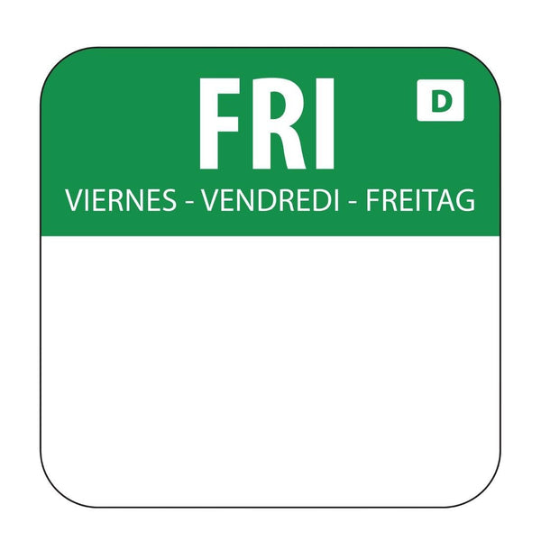 Hygiplas Day of the Week Dissolvable Label Friday 1'' (Roll 1000) U781 - Whisk Hospitality - U781