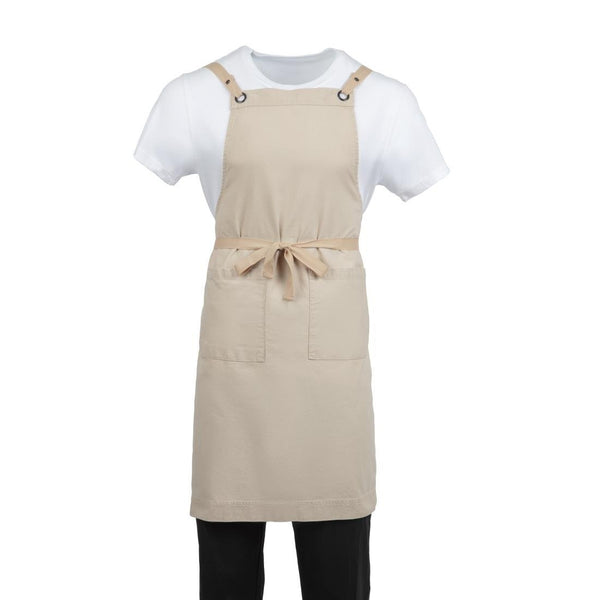Southside Cotton Canvas Bib Apron Stone BB685 - Whisk Hospitality - BB685