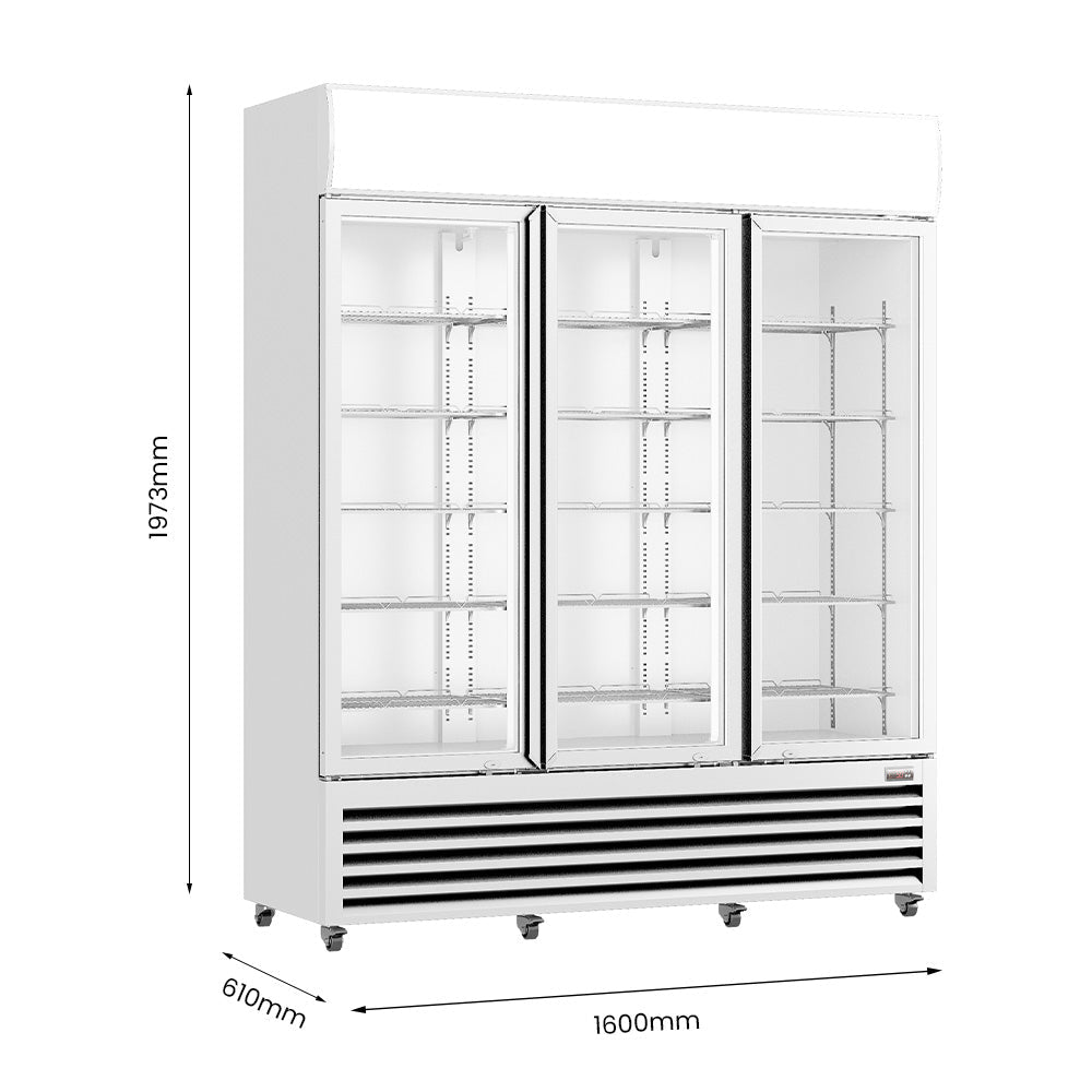 Thermaster Three Glass Door Colourbond Upright Drink Fridge LG - 1203P - Whisk Hospitality - LG-1203P