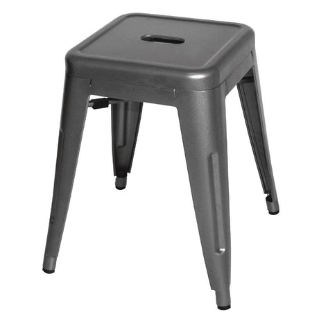 Bolero Gun Metal Grey Steel Bistro Low Stool (Pack 4) DM933 - Whisk Hospitality - DM933