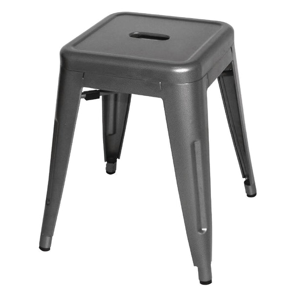 Bolero Gun Metal Grey Steel Bistro Low Stool (Pack 4) DM933 - Whisk Hospitality - DM933
