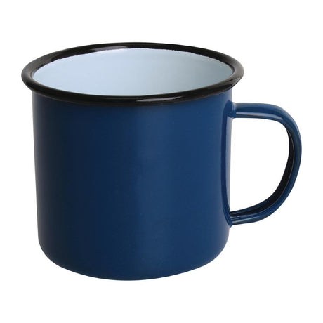 Olympia Enamel Blue/Black Mug - 350ml 12.25oz (Box 6) DC394 - Whisk Hospitality - DC394
