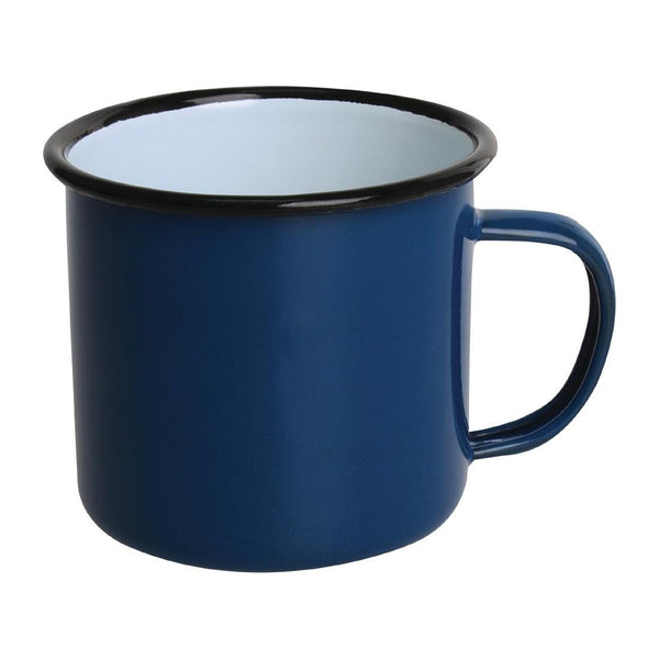 Olympia Enamel Blue/Black Mug - 350ml 12.25oz (Box 6) DC394 - Whisk Hospitality - DC394