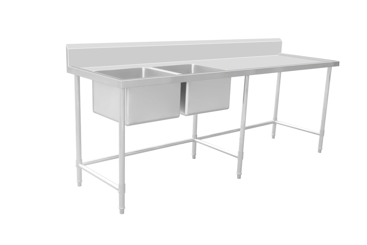 Work Bench - Double Sink with Leg Brace - Left Sink / 700 / ASD-2470L - Whisk Hospitality - 631119