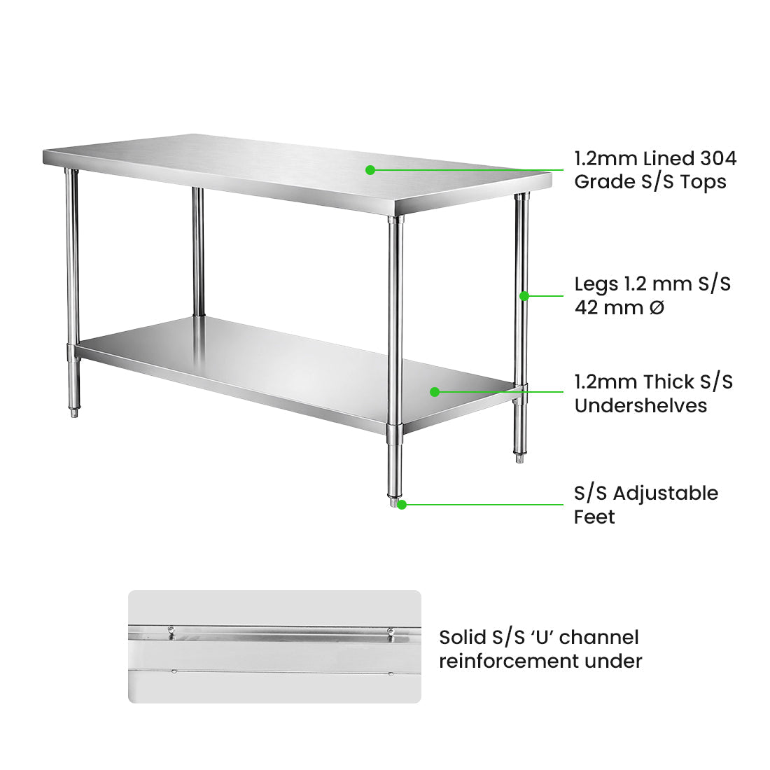 Premium Stainless Steel Workbench - WB7-1500/A - Whisk Hospitality - WB7-1500/A