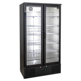 AG 477L Upright Double Glass Door Display / Backbar Fridge - Black B500G - Whisk Hospitality - B500G