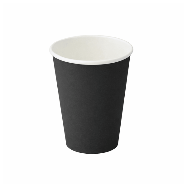 PakMax BLACK 8oz 90mm Single Layer Hot Paper Cup SLHPC-90-8BK - Whisk Hospitality - SLHPC-90-8BK