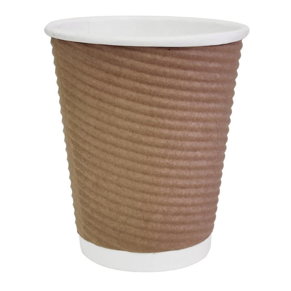 Fiesta Recyclable Hot Cup Ripple Wall Kraft 225ml (Sleeve 25) GP443 - Whisk Hospitality - GP443