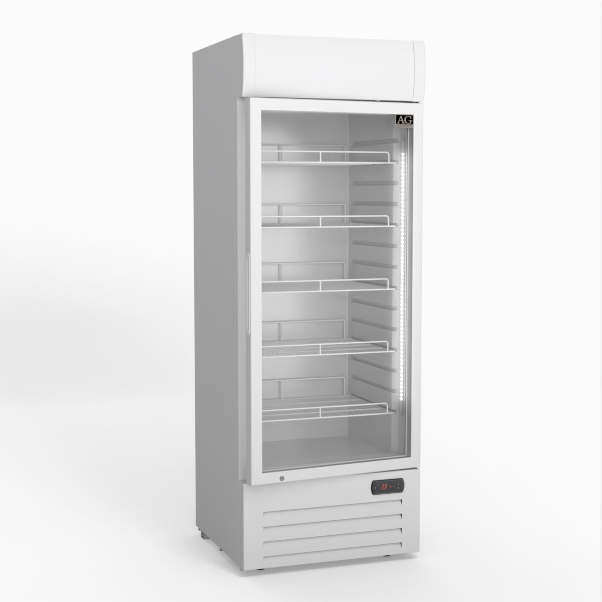 AG 515L Upright Glass Door Display/Drinks Fridge - White with Light Box DF515WL - Whisk Hospitality - DF515WL