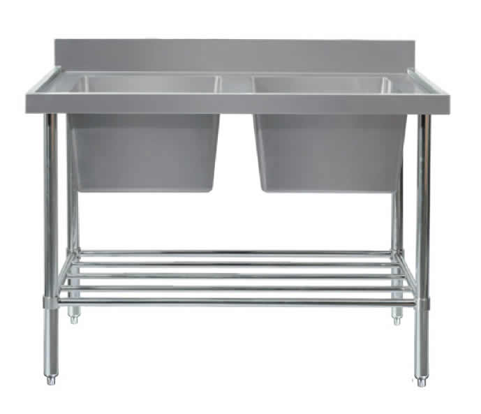 Mixrite DOUBLE SINK BENCH W2100 X D700 X H900 1 SS2721L - Whisk Hospitality - SS2721L
