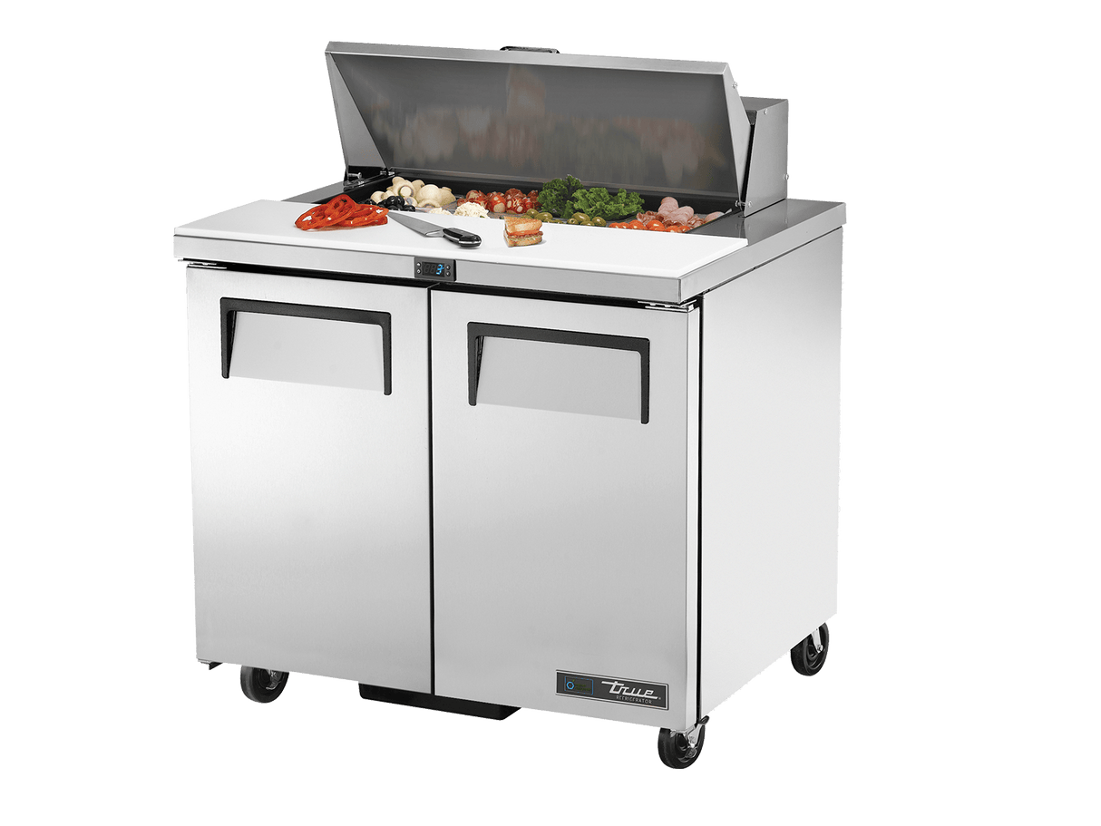 True Refrigeration Prep Table 8x 1/6 Top Pans 2 Solid Swing Doors - TSSU - 36 - 08 - HC - Whisk Hospitality - TSSU-36-08-HC