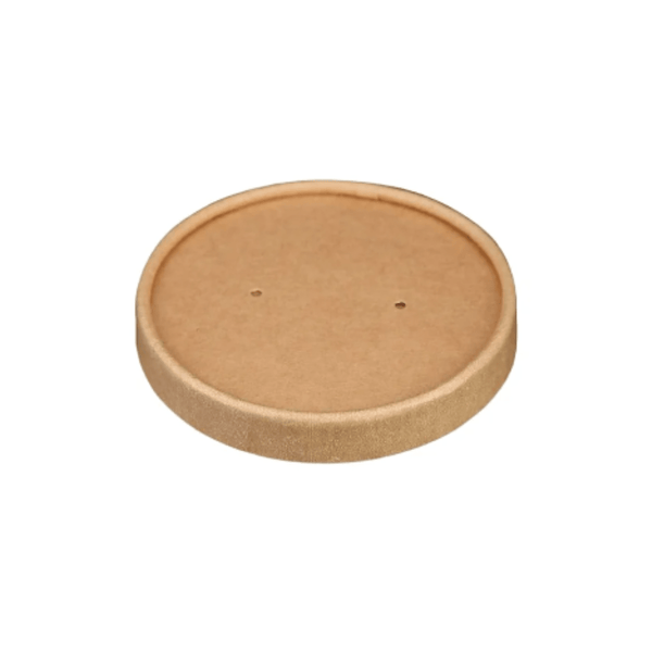 PakMax 115mm Kraft Paper Lid Fit for 20/26/32oz Paper Deli Container DELI-115-KP-LID - Whisk Hospitality - DELI-115-KP-LID