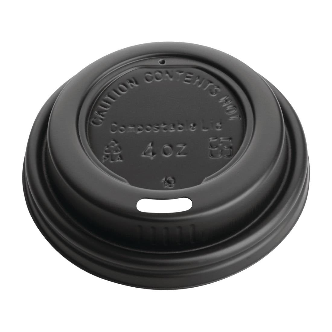 Fiesta Compostable Lid for Hot Cups - Black - 114ml (Box 1000) DY983 - Whisk Hospitality - DY983