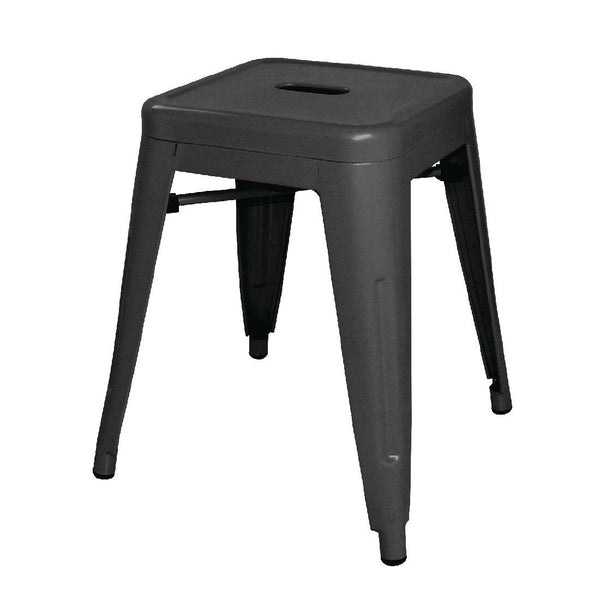 Bolero Black Steel Bistro Low Stool (Pack 4) DL880 - Whisk Hospitality - DL880