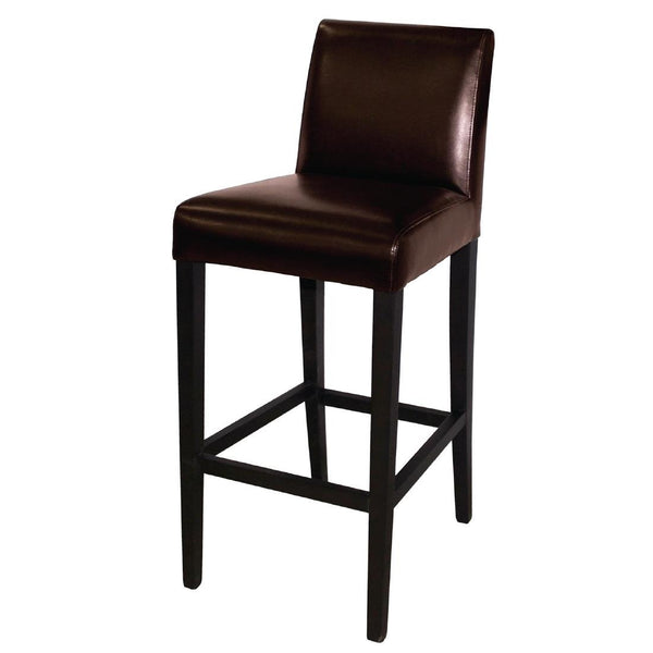 Bolero Faux Leather High Bar Stool with Full Back Dark Brown GG652 - Whisk Hospitality - GG652