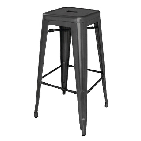 Bolero Black Steel Bistro High Stool (Pack 4) DL881 - Whisk Hospitality - DL881