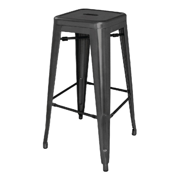 Bolero Black Steel Bistro High Stool (Pack 4) DL881 - Whisk Hospitality - DL881