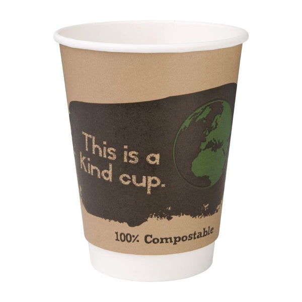 Fiesta Compostable Hot Cup Double Wall 'Kind' 340ml (Sleeve 25) DY986 - Whisk Hospitality - DY986