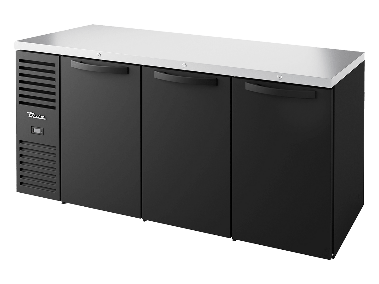 True Refrigeration Bar Refrigerator Black Ext 3 Solid Swing Doors - TBR72 - RISZ1 - L - B - SSS - 2 - Whisk Hospitality - TBR72-RISZ1-L-B-SSS-2