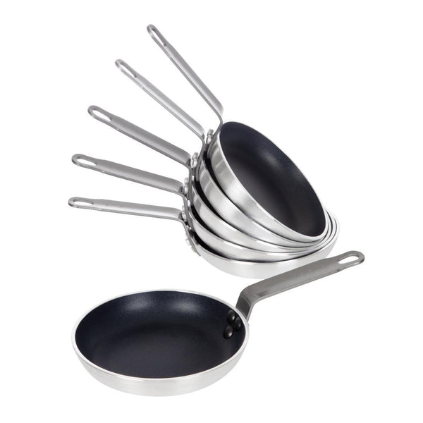 Vogue Frypan Aluminium Non - stick - 200x35mm HT977 (Pack 6) S210 - Whisk Hospitality - S210