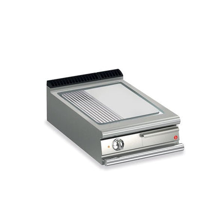 BARON 1 Burner Electric Fry Top With 2/3 Smooth and 1/3 Ribbed Chrome Plate And Thermostat Control - Whisk Hospitality - Q70SFT/E625