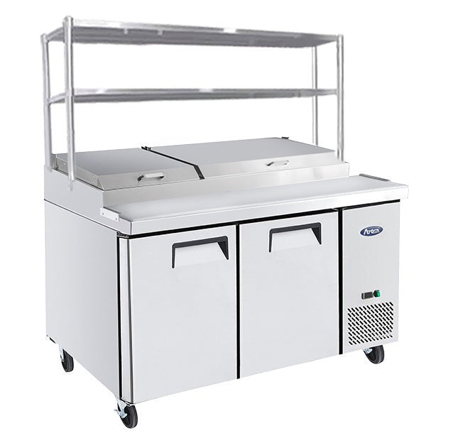 Atosa 2 DOOR PIZZA PREP TABLE FRIDGE WITH OVER SHELF MPF8202OS - Whisk Hospitality - MPF8202OS