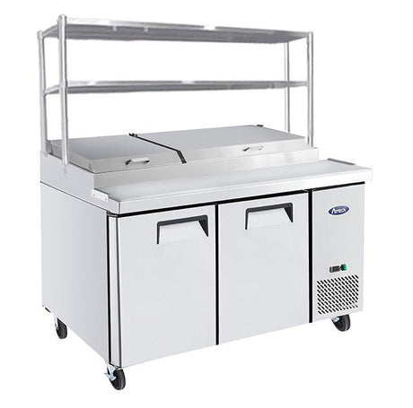 Atosa 2 DOOR PIZZA PREP TABLE FRIDGE WITH OVER SHELF MPF8202OS - Whisk Hospitality - MPF8202OS
