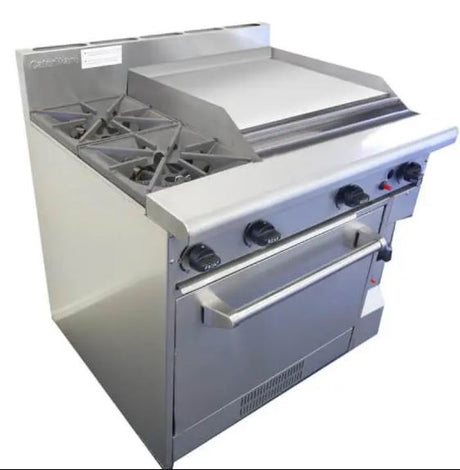 Caterware CW - GBO2 - 60HP - NG 2 Burner Cooktop + 600mm Hotplate + Oven - Whisk Hospitality - 3PA-7688-CW-GBO2-60HP-NG