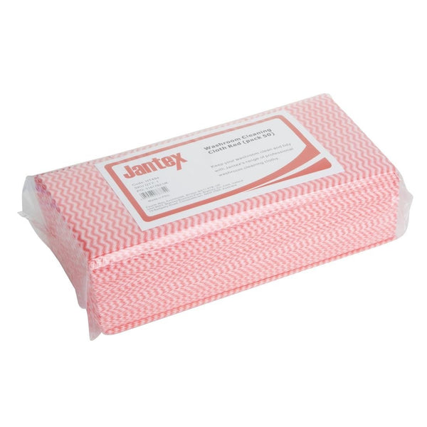 Jantex Washroom Cleaning Cloth Red (Pack 50) HT494 - Whisk Hospitality - HT494